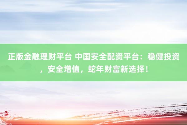 正版金融理财平台 中国安全配资平台：稳健投资，安全增值，蛇年财富新选择！